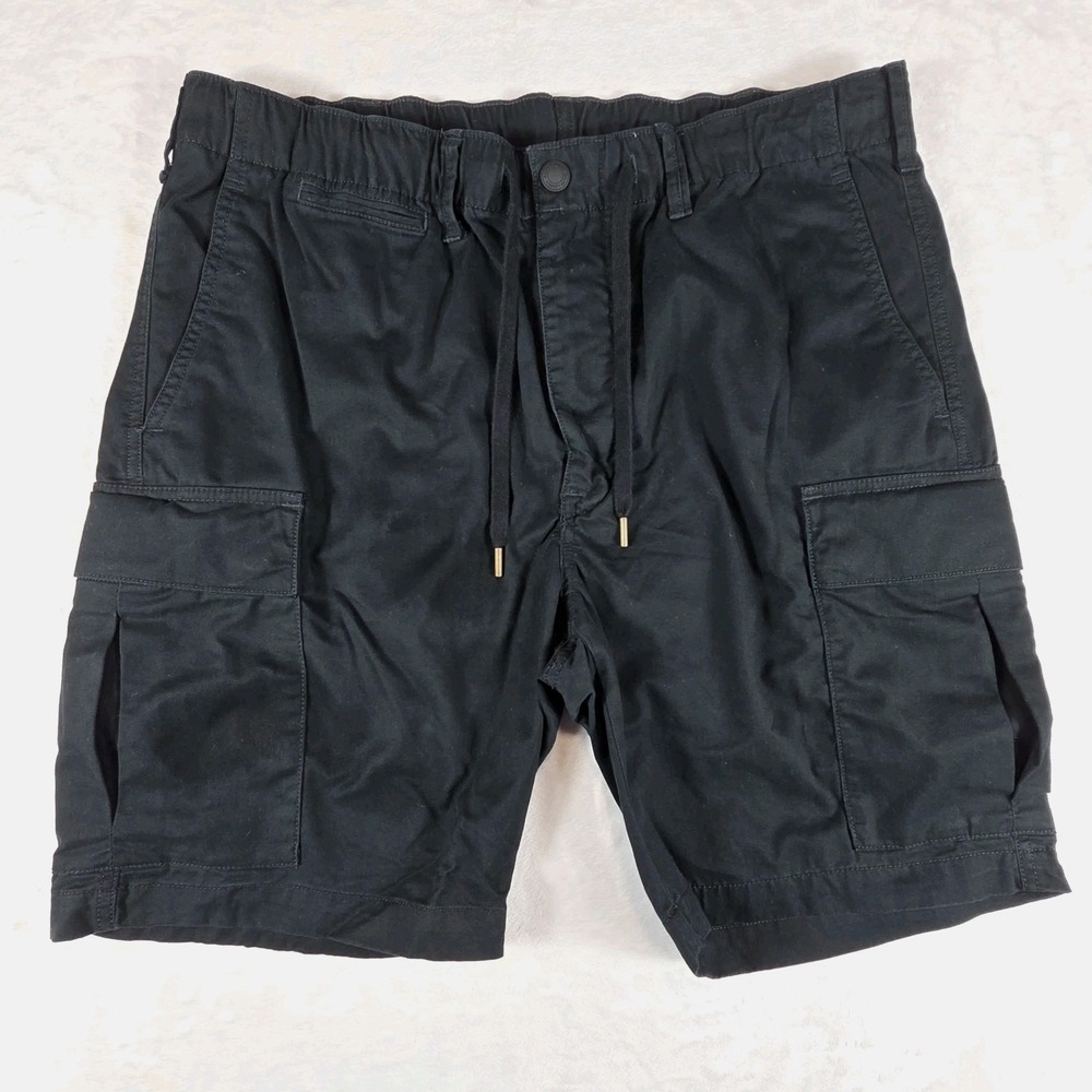 Polo Ralph Lauren Mens Black Cotton Cargo Shorts Size 35 Utility Multi Pockets